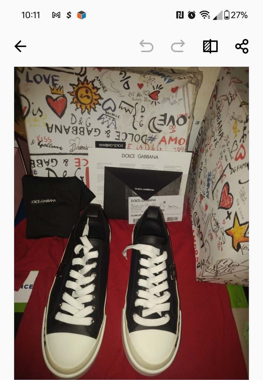Dolce & Gabbana Portofino Light Sneakers Size EU 39.5 Black White Calfskin